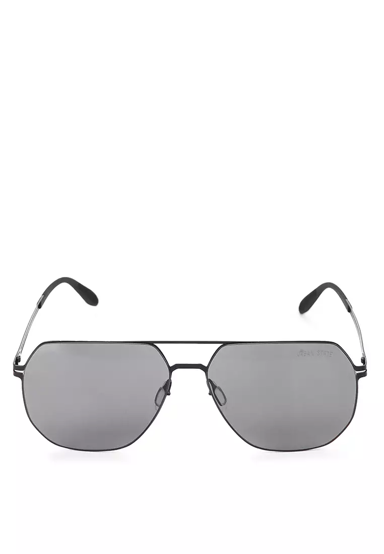 Polarized Stainless Frame Modern Hexagon Aviator Sunglasses