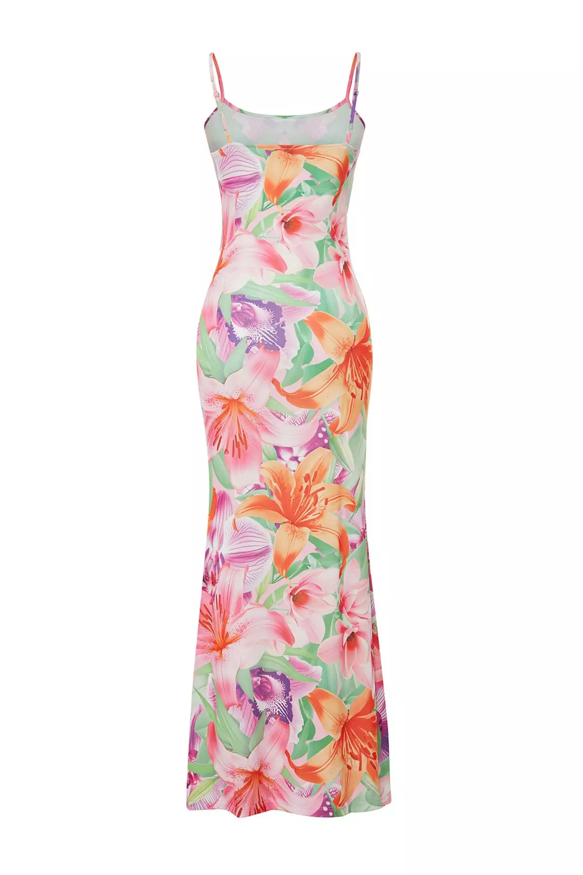 Multicolored Floral Bodycone/Fit Strap Maxi Stretchy Knitted Maxi Pencil Dress TWOSS23EL02435