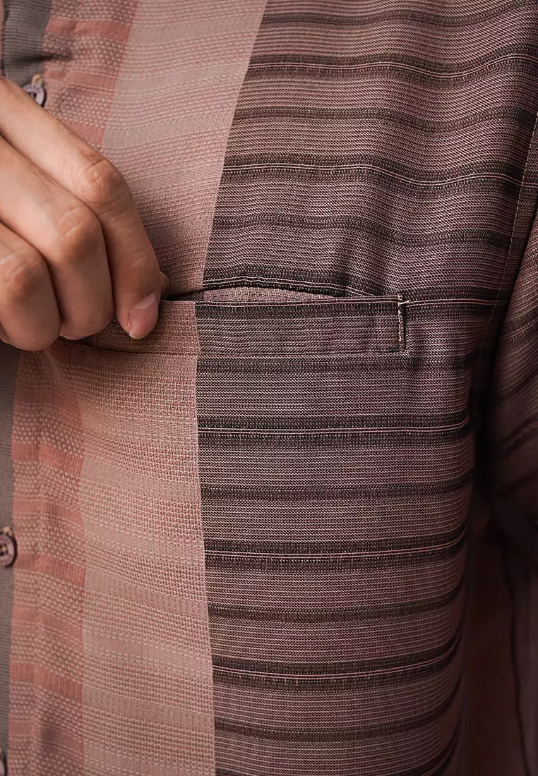 Ryusei Kemeja Kerah Koko Lengan Pendek Yahata Almondine