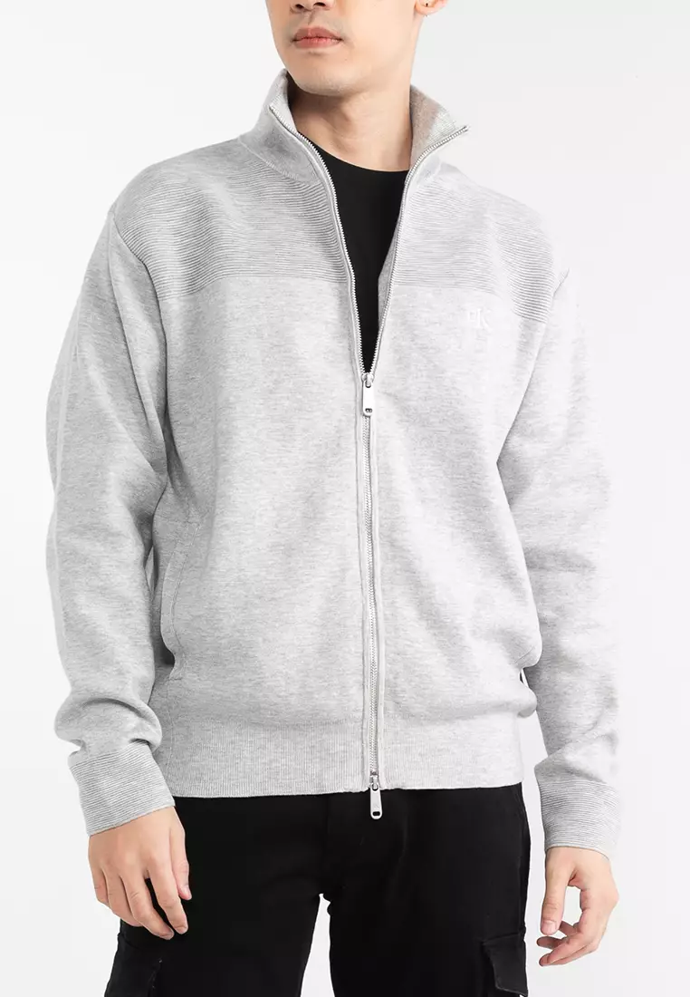 Phalaenopsis Fleece Lined Zip Up Stand Collar Thumbhole Sleeve Sweatshirt