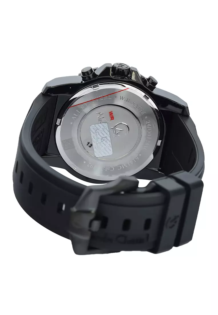 Alexandre Christie - Jam Tangan Chronograph Pria - Black Rubber Strap - 6141MCRIPBA