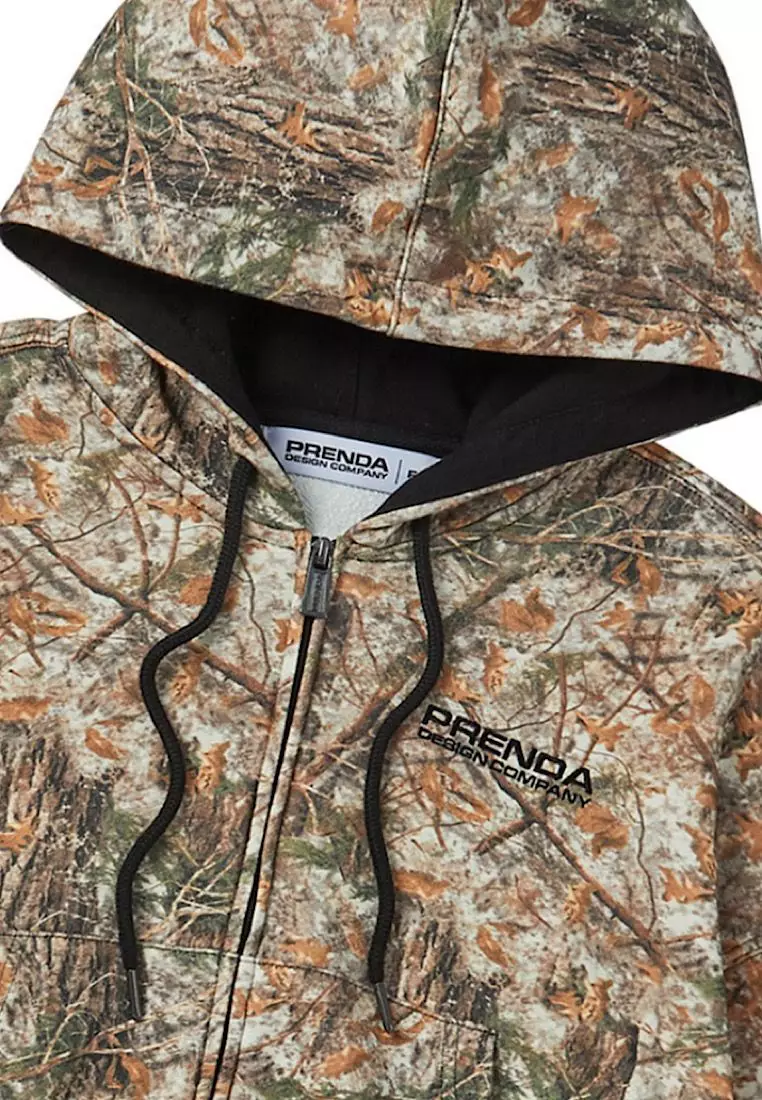 Buy PRENDA Real Tree Crop Hood Zip-Up Brown 2026 Online | ZALORA ...