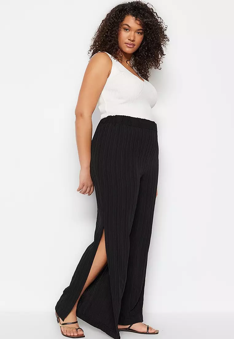 Plus size store pants with slits