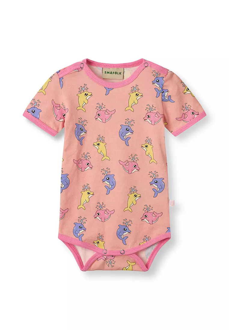 Short-sleeved baby body with baby dolphins