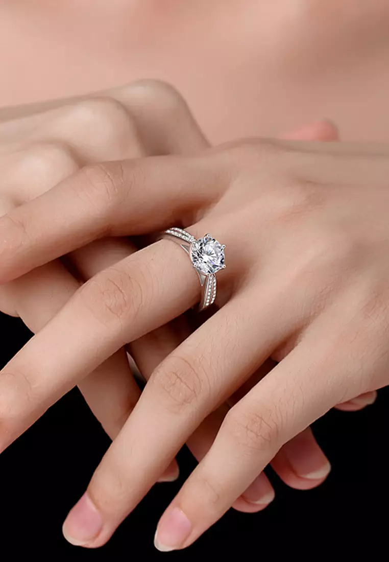 Cincin Wanita Aksesoris Berlian 2 Karat Sertifikat GRA Tunangan Perhiasan Original Rings