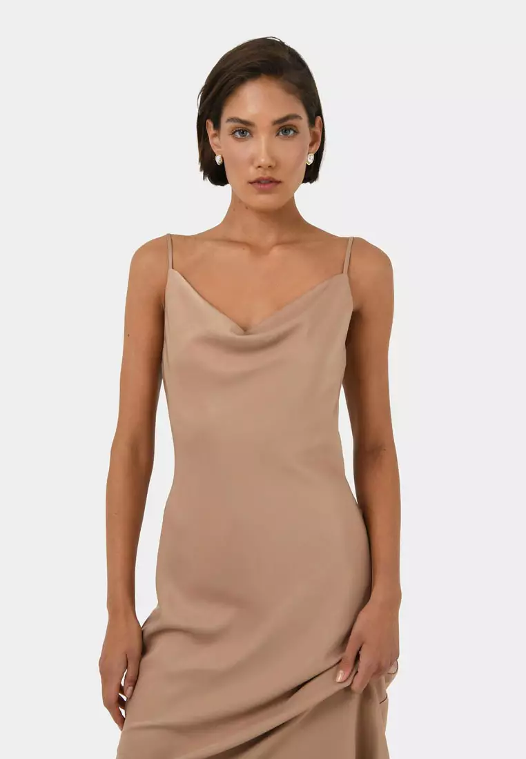 Joy Satin Cowl Neck Dress