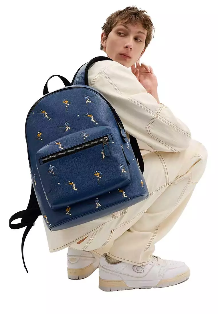 West Backpack With Baseball Print Deep Blue Multi CAX47