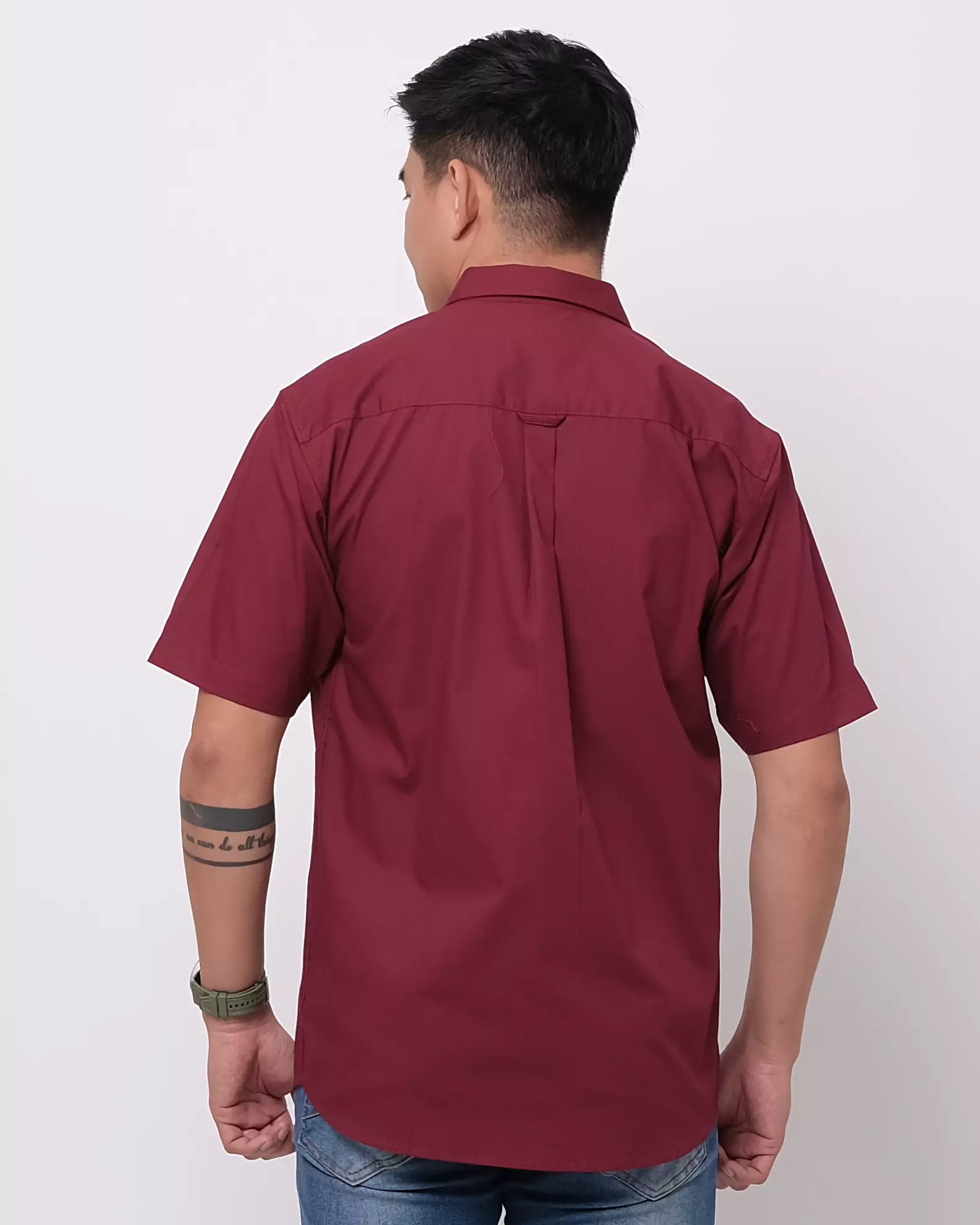 Andre Michel Kemeja Lengan Pendek Maroon Polos 16755