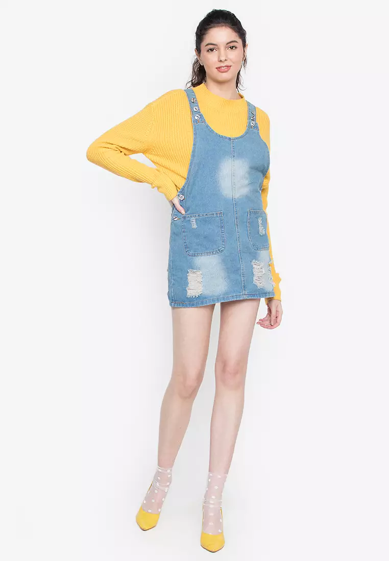 Buy Ninety Nine Point Nine Boutiq Classic Distressed Denim Overall