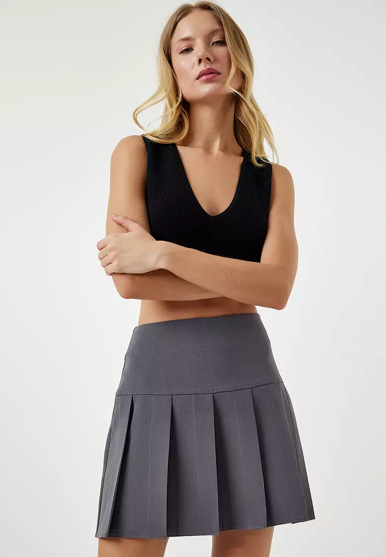 High Waist Pleated Mini Skirt