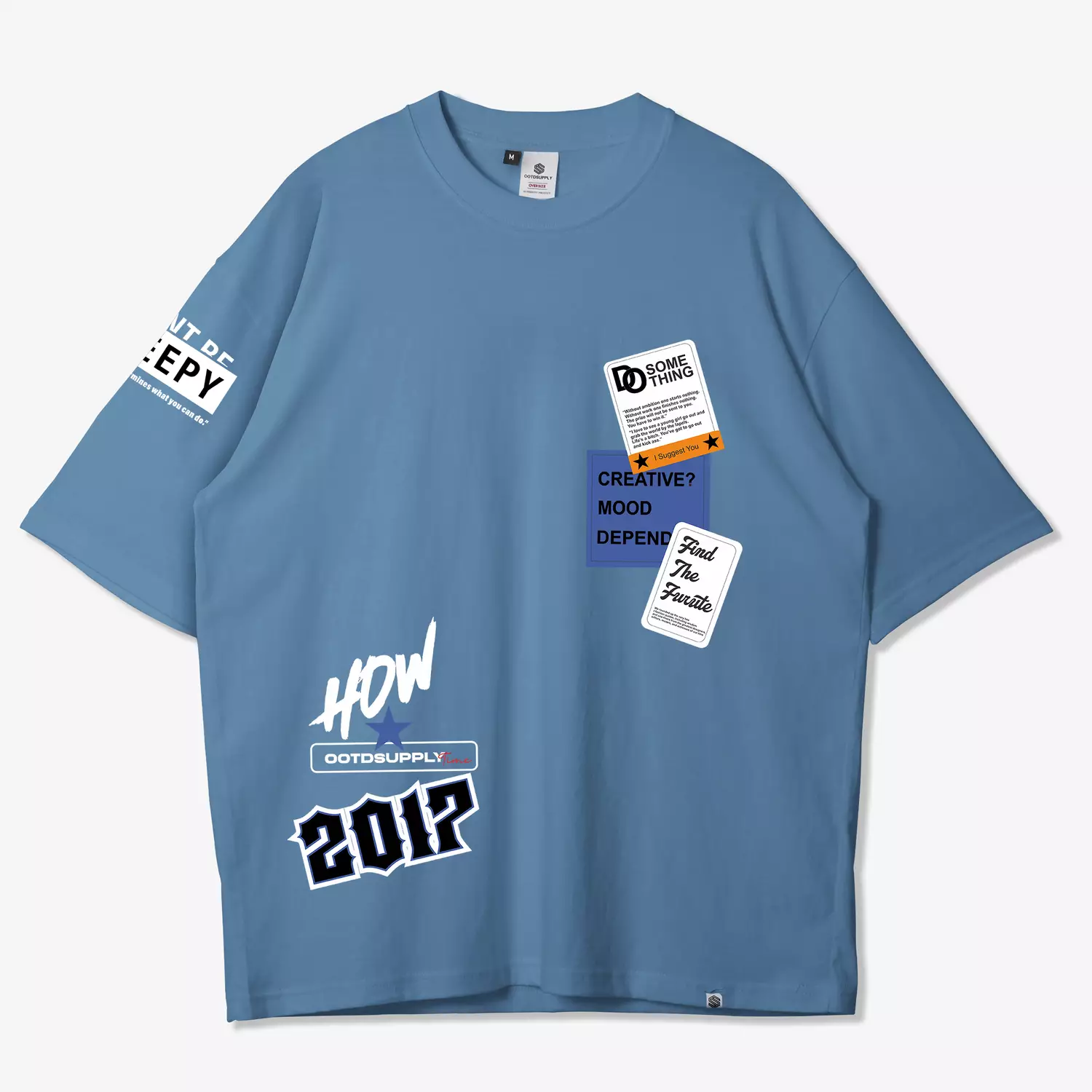 OOTDSUPPLY Oversized Tshirt Future Steel Blue & Black