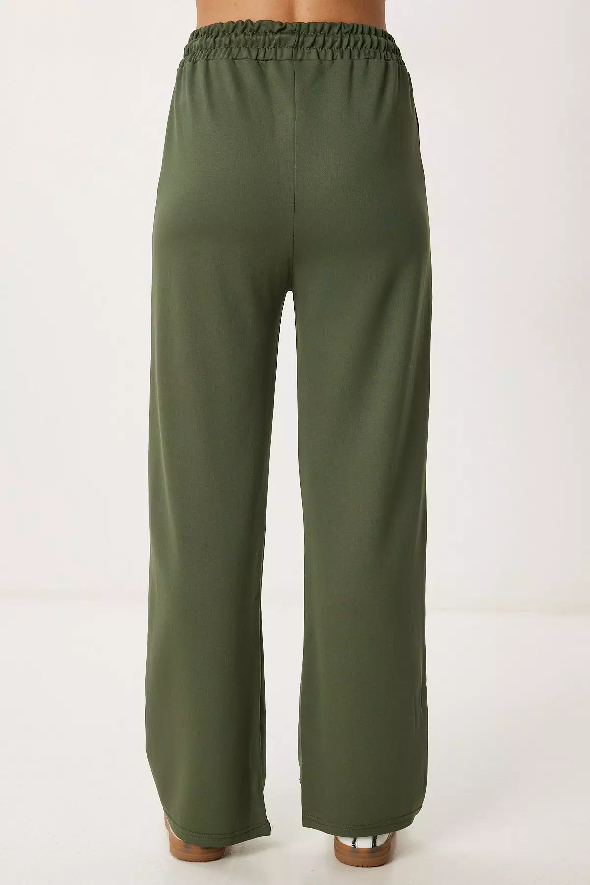 Women's Khaki Crew Neck Knitted Bottom-Top Suit Zv00293