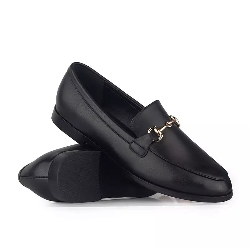 Sepatu Flat Casual Formal Loafer Moccasin Wanita Gino Mariani Fana Black