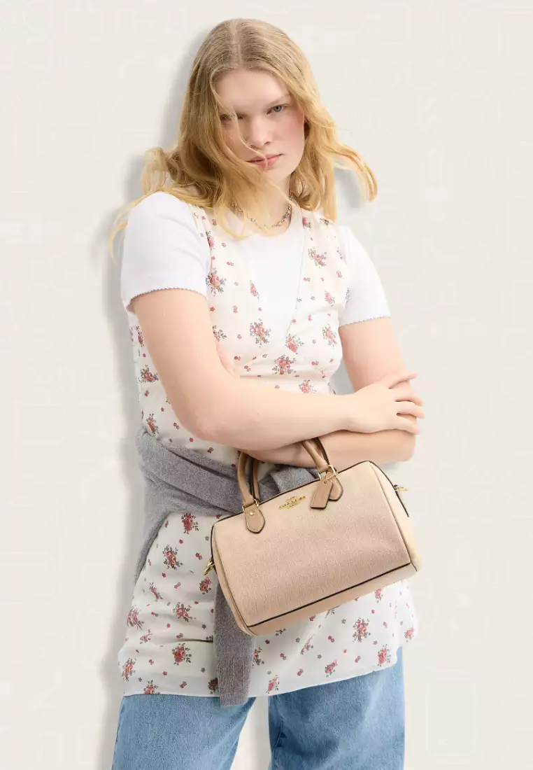 Coach Rowan Satchel Bag In Colorblock Dark Natural Multi