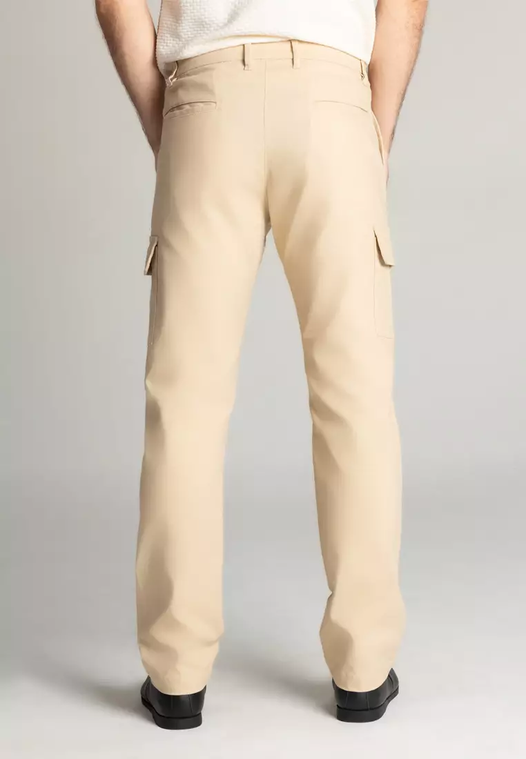 MOC - Celana Panjang Cargo Polos Pria Zico - Beige