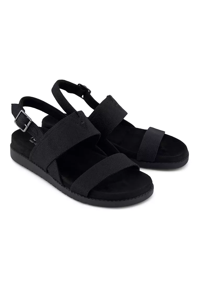 TOMS Women Marin Black Heavy Canvas Strap Sandals