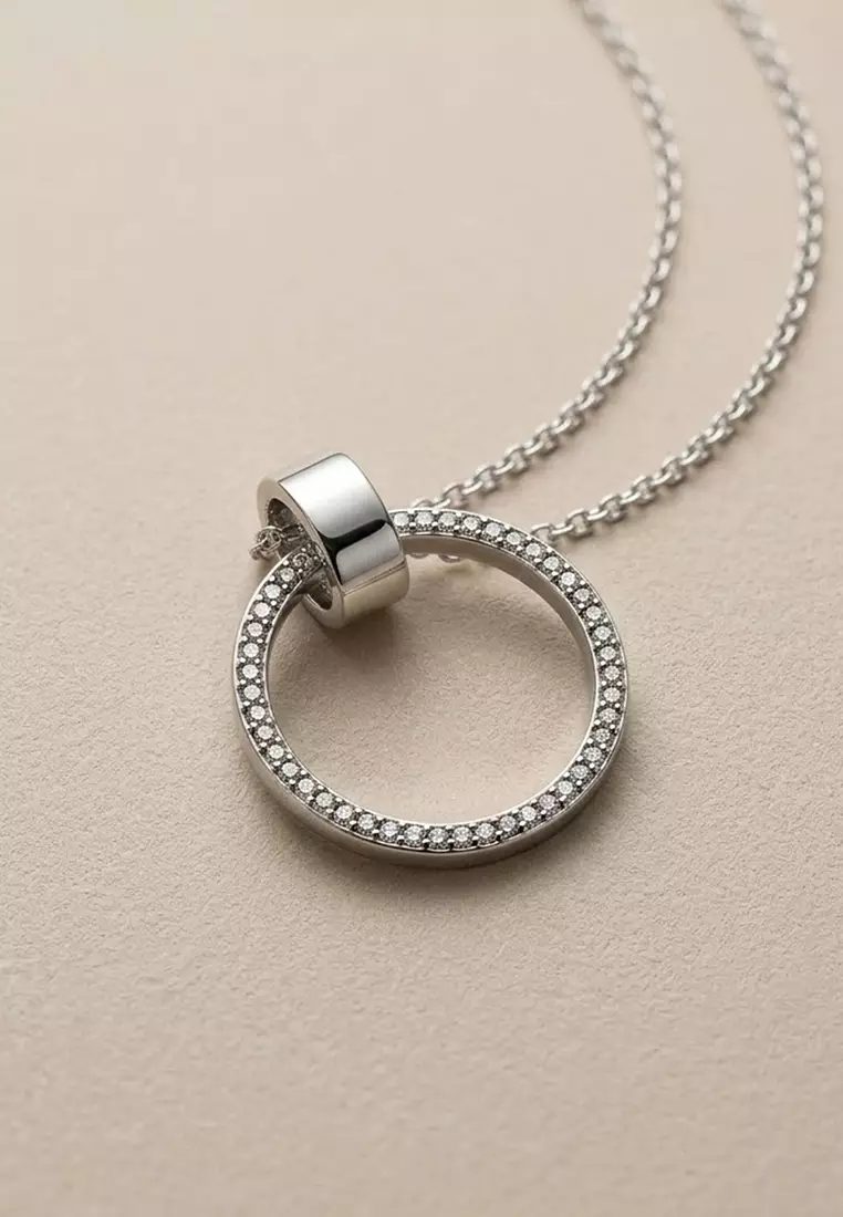 Orbit of Charm Necklace Embellished with SWAROVSKI® Crystal in White Gold 