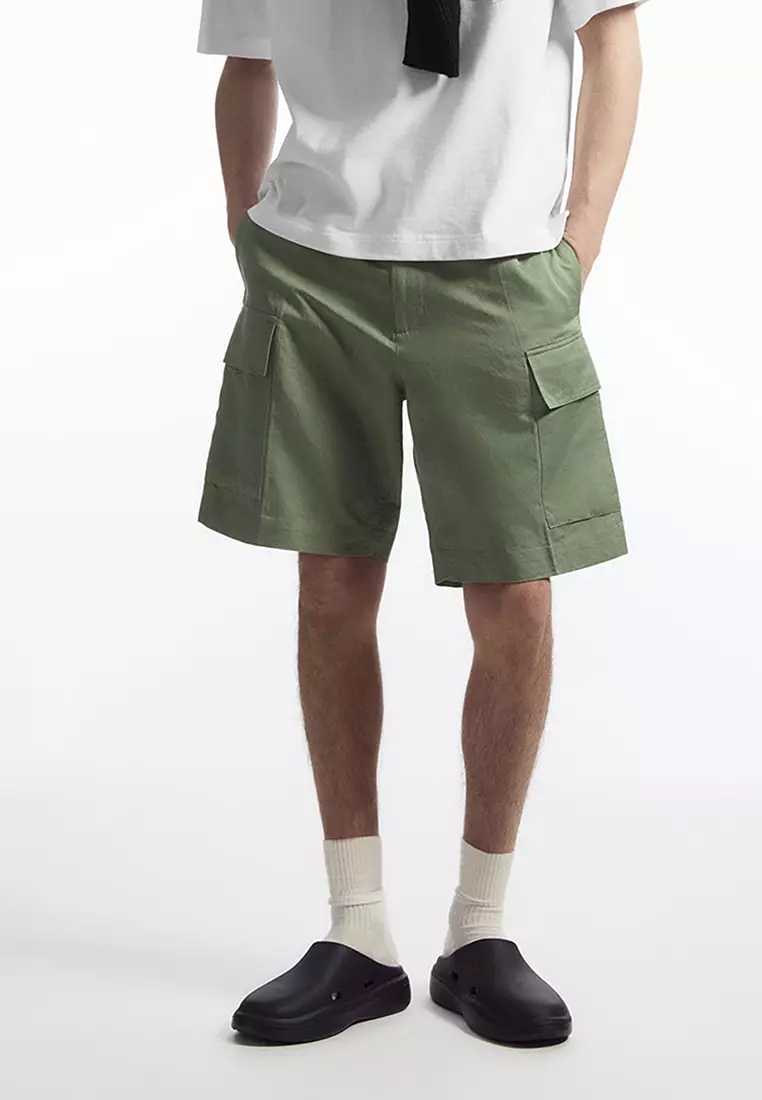 Linen-Blend Cargo Shorts