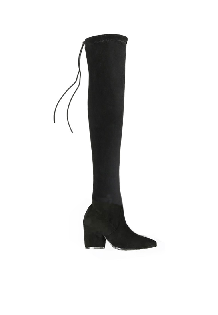 7.5CM Pointed Supper Skinny Suede Fabric Long Boots C7900-1
