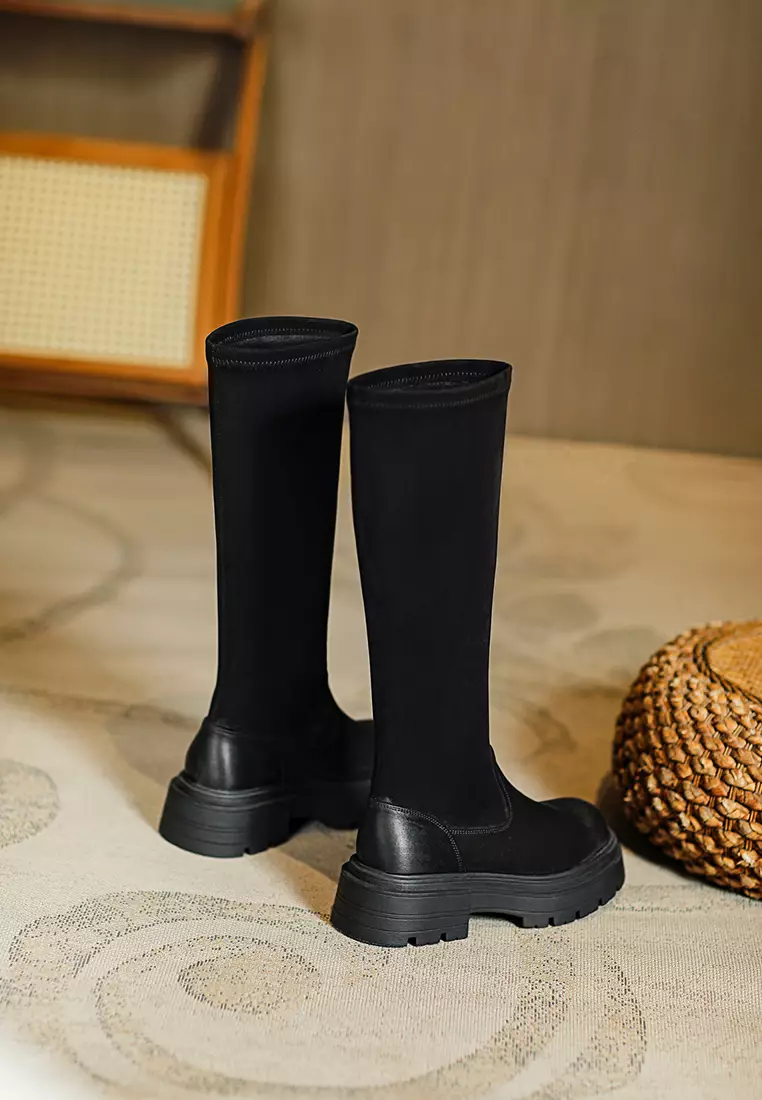 Elastic Suede Fabric Riding Boots TE9021-2