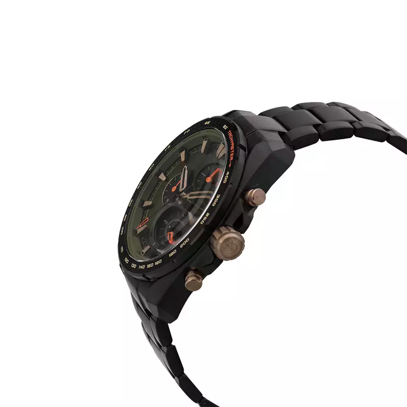 Jam Tangan Pria Alexandre Christie Chronograph AC 6652 MC BGBGN Men Green Dial Black Stainless Steel Strap