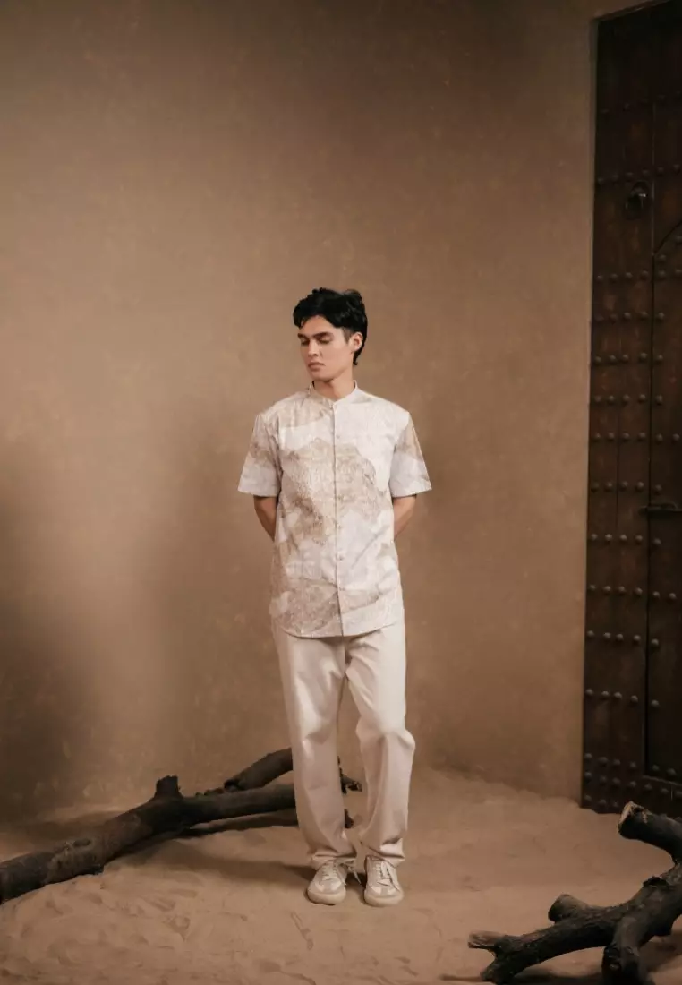 LARUSSO Khair Collection - Big Size Kemeja Koko Printing Pria Lengan Pendek - Kopte