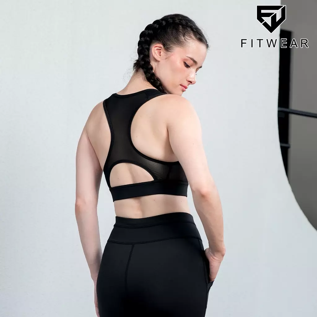 Fitwear Sportbra Olahraga Wanita YASMIN RACERBACK MESH - BLACK