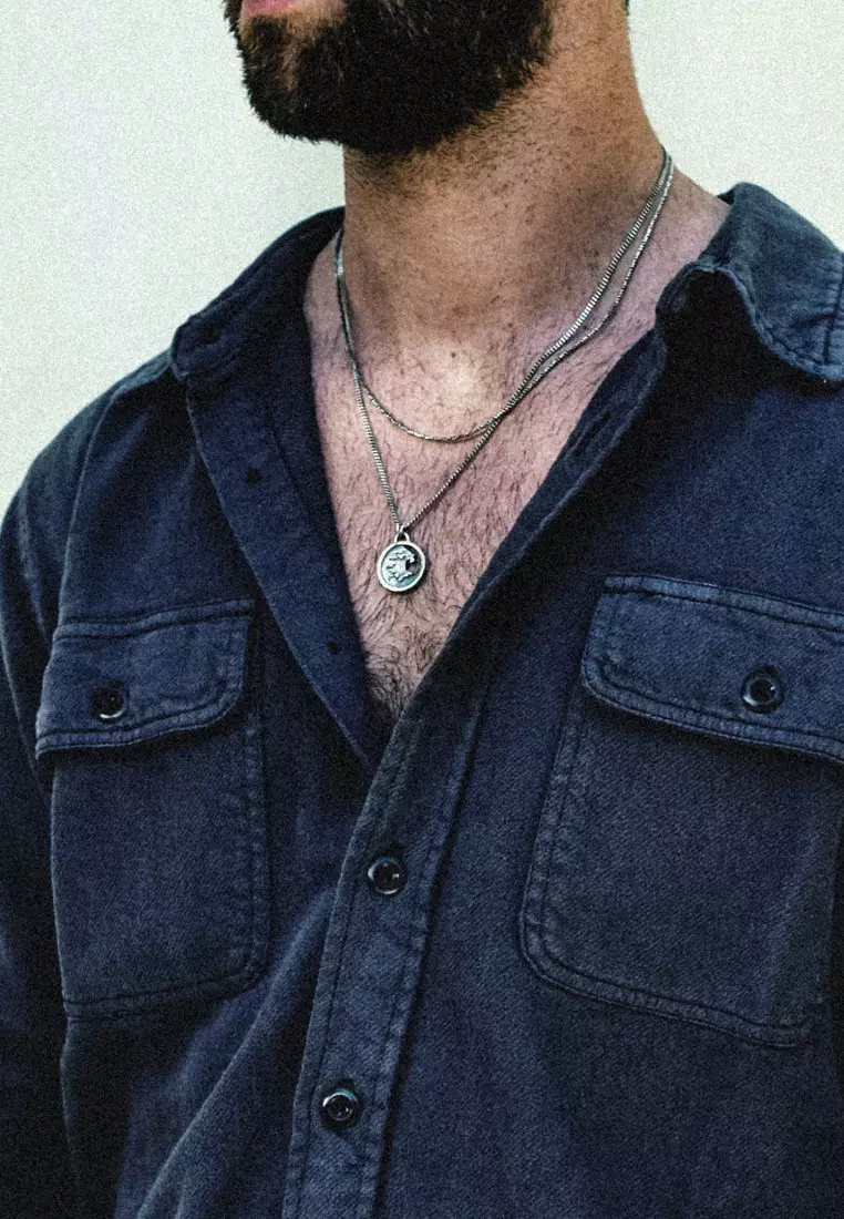 EXCLUSIVE Kalung Perhiasan Perak 925 Pria Layer Coin Tide