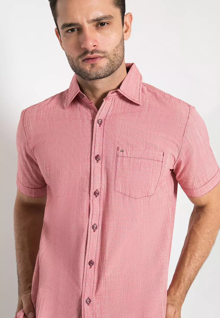 LGS Kemeja Casual Pria Warna Pink Motif Garis Tipis CSH.270.S570.1071