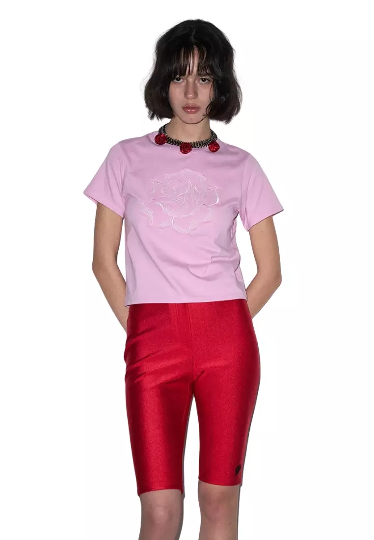 【Mardi Mercredi】SLIM TSHIRT ROSE PATCH Mardi Mercredi SLIM TSHIRT ROSE PATCH