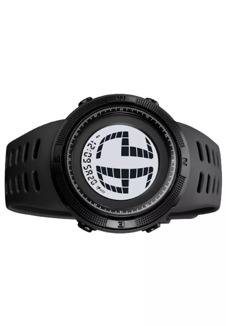 Jam Tangan Digital Pria Sporty Waterproof Alarm Black White ORIGINAL