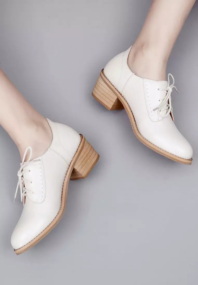 Synthetic Leather Lace Up Mid Heel Shoes TE-A160-2