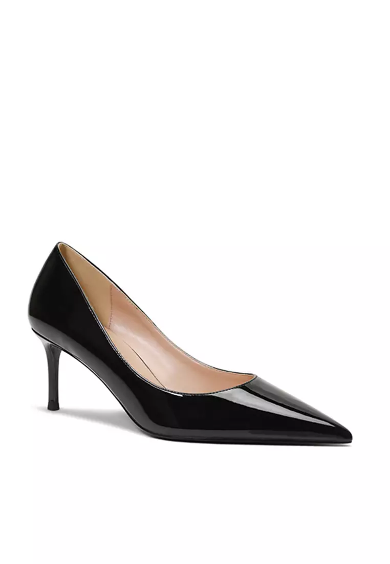 6CM Faux Patent Pointed Pumps Heels Shoes HZL262