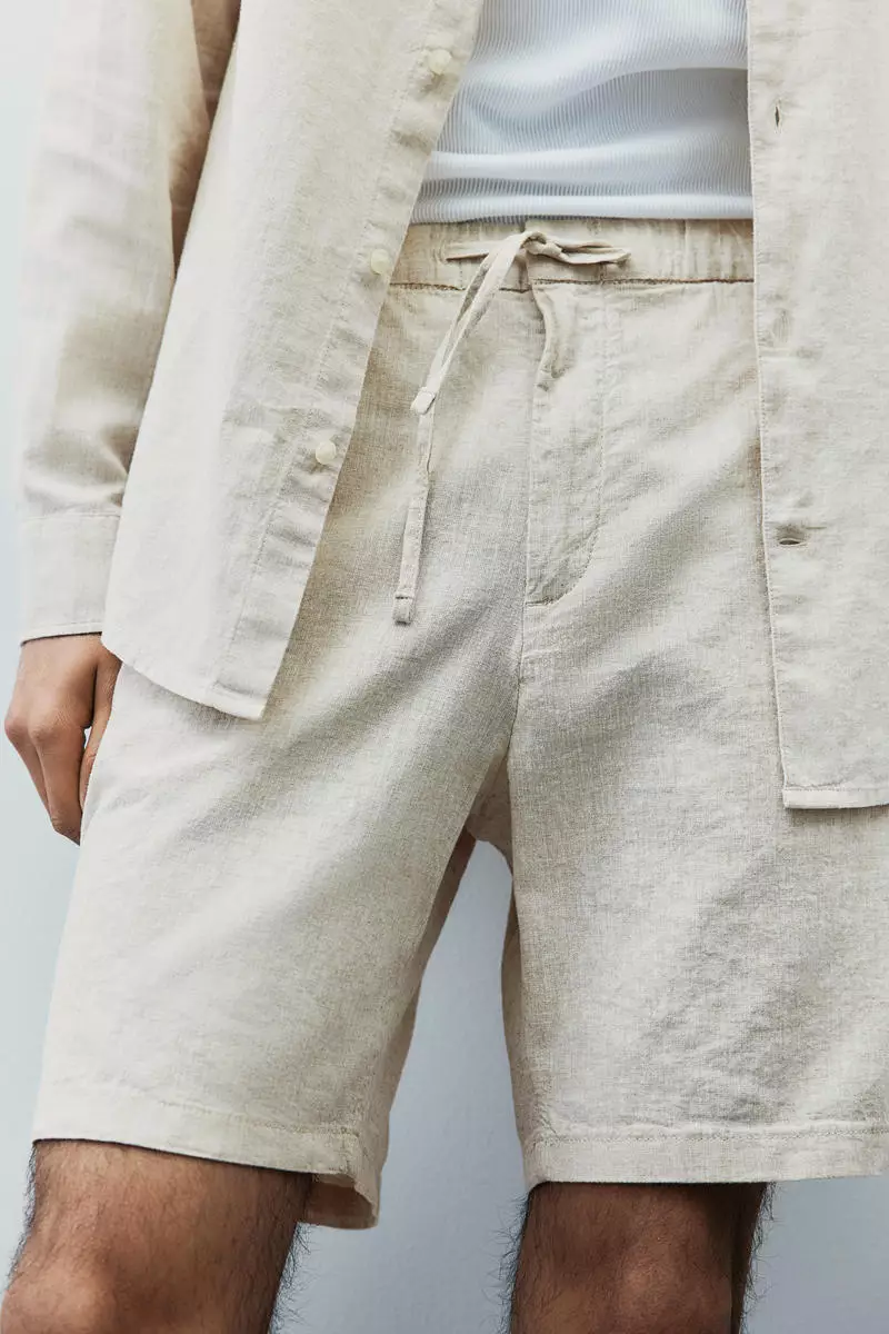Regular Fit Linen-blend shorts