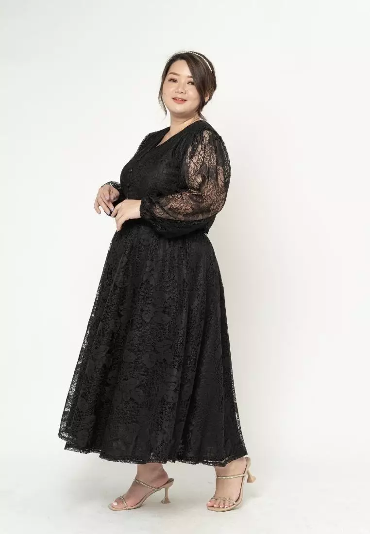 Plus Size Long Dress Hye Ji Black