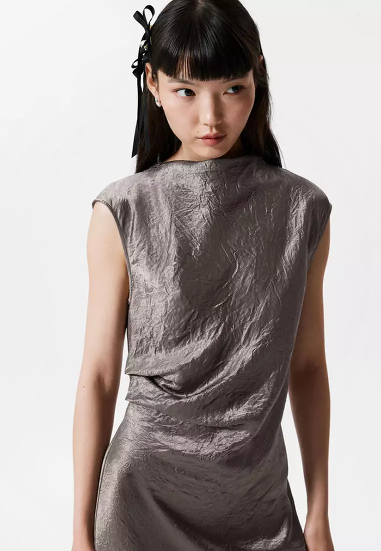 Bias-Cut Satin Midi Dress