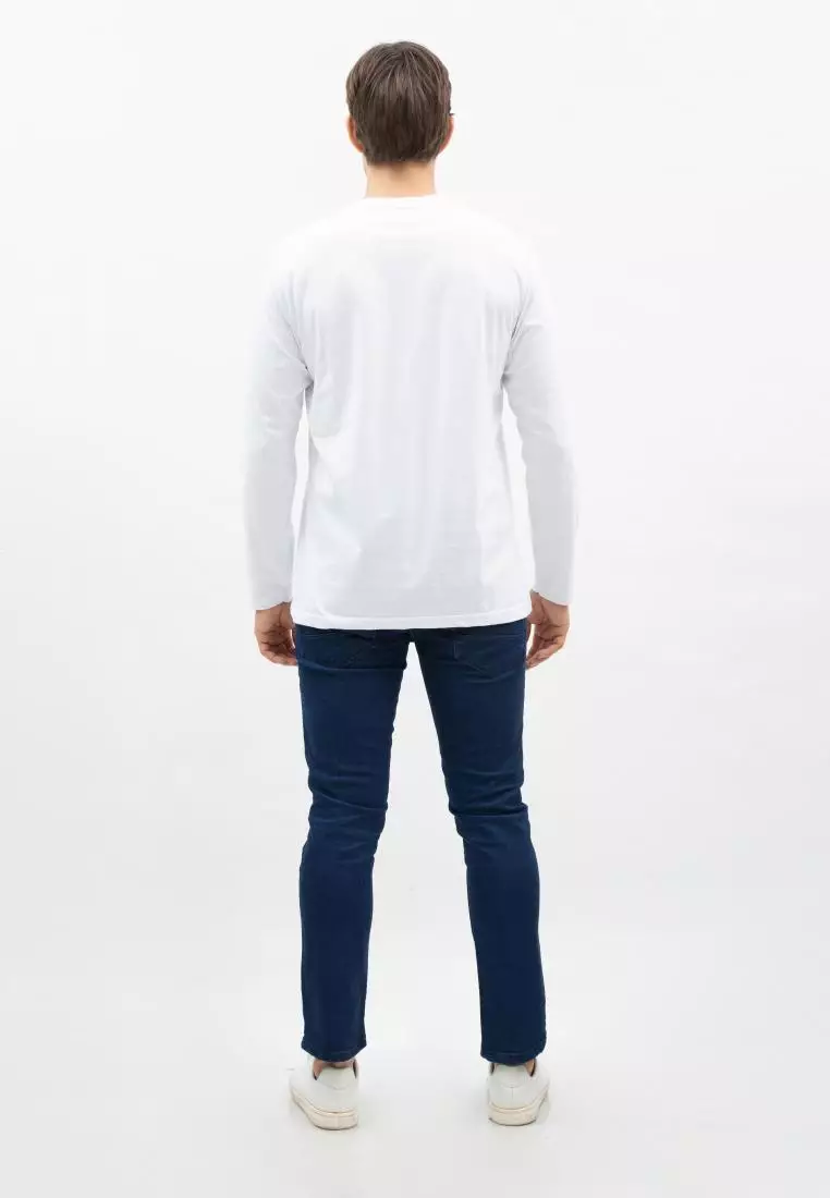 Houseofcuff Kaos Cotton Combed Lengan Panjang Pria Putih