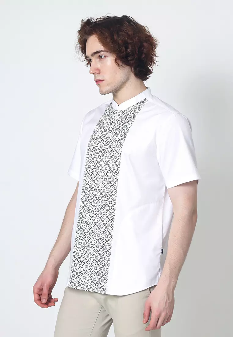 Kemeja Koko Pria Lengan Pendek Mukhtar Olive Green Baju Muslim Pria