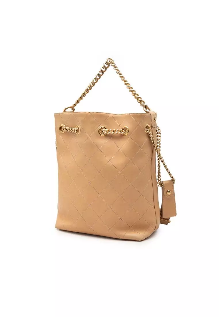 Pre-Loved Chanel Large Cc Quilted Calfskin On My Shoulder Drawstring Bucket Bag