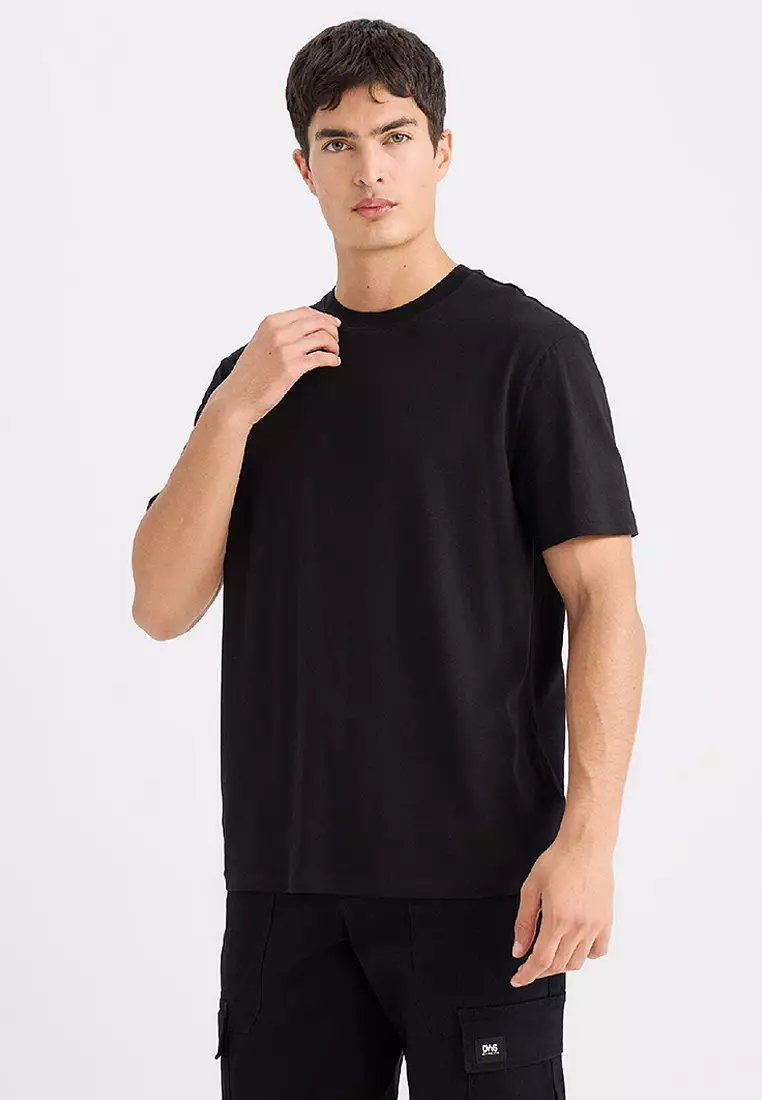 New Regular Fit Crew Neck Basic Plain Short Sleeve T-Shirt