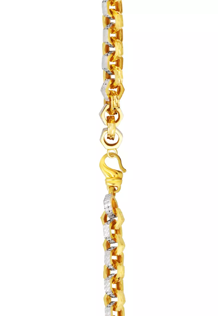 TOMEI Dual-Tone Hexagon Linked Bracelet, Yellow Gold 916