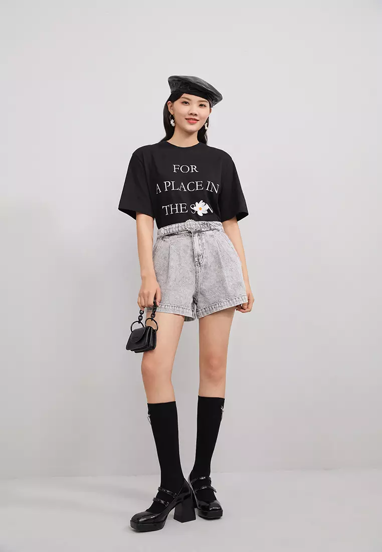Acid wash outlet black shorts