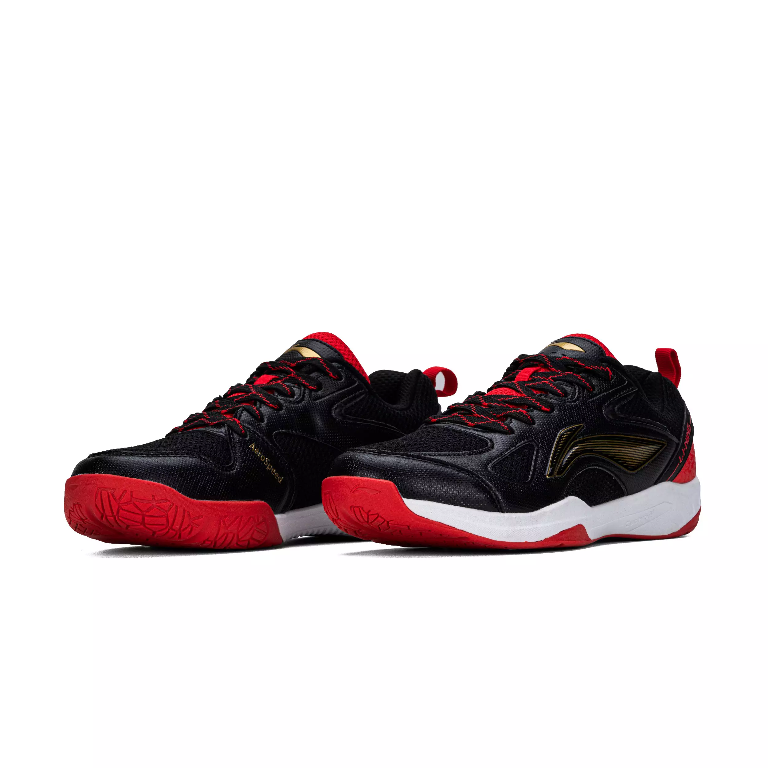 Li-Ning Badminton Shoes Aero Speed AYTU029-1 Blk/Red/Gold Free Grip