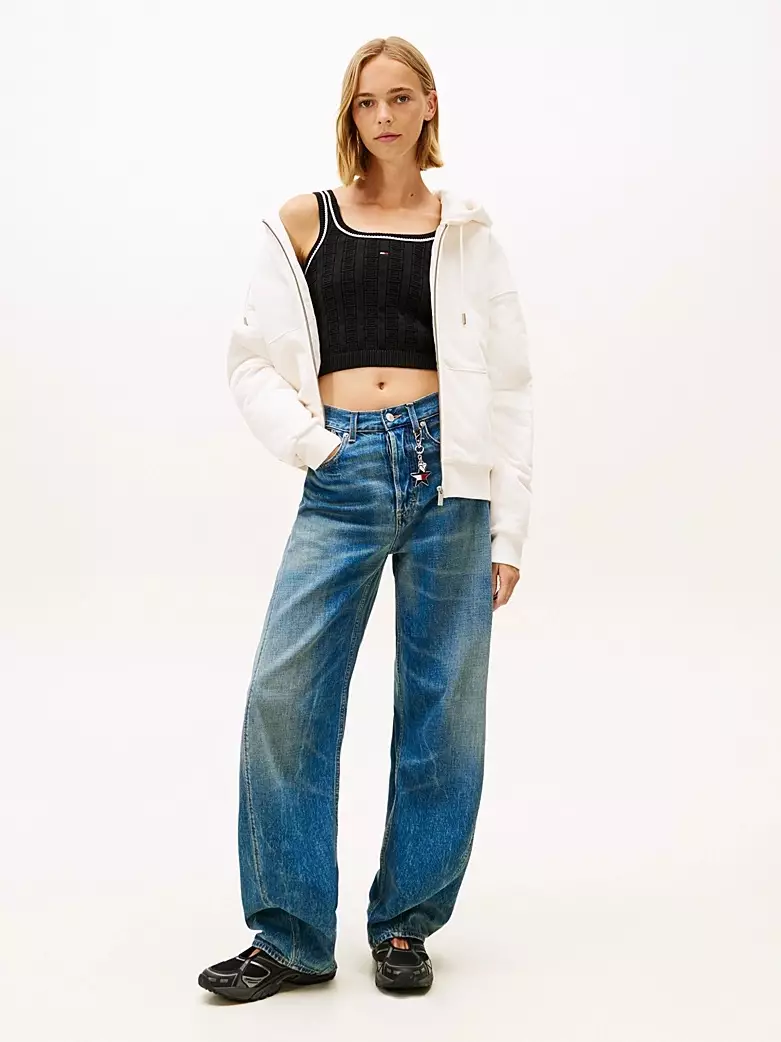 Tommy Jeans - Flag Cable Knit Cropped Tank Top