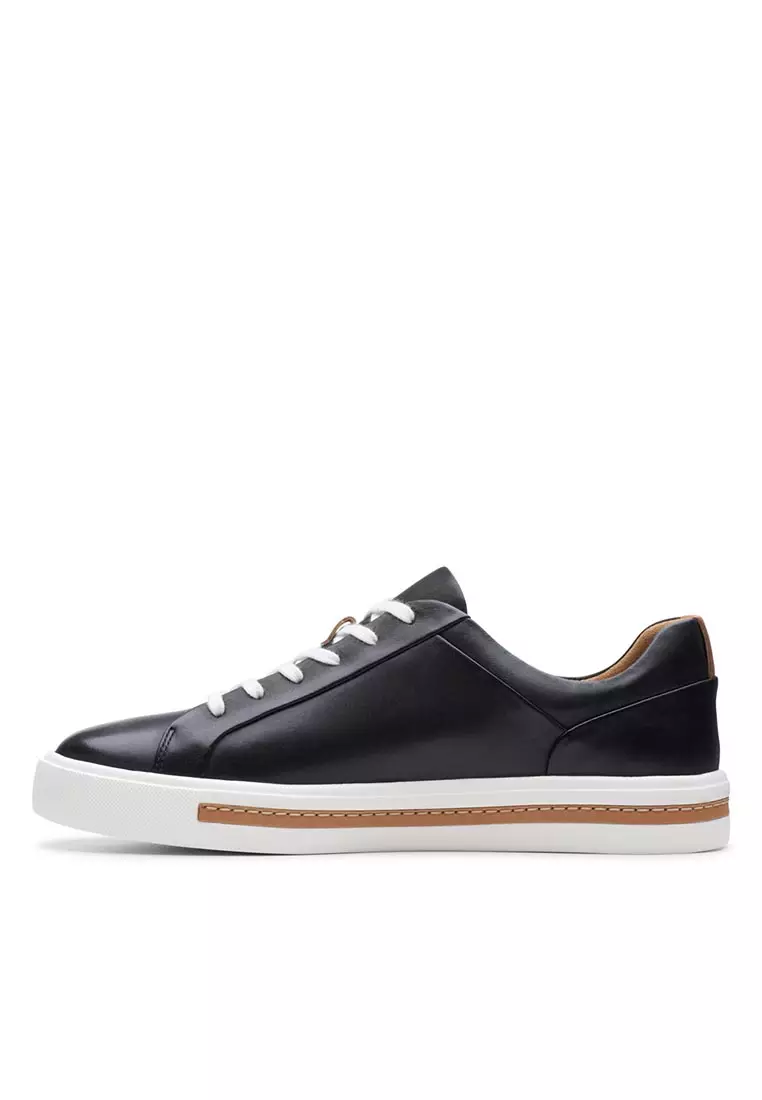 Womens Un Maui Lace Sneakers Black Leather - Wide Fit