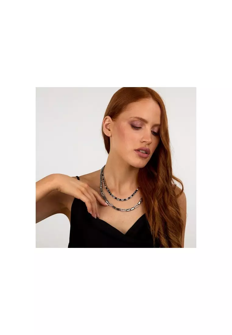 Karl lagerfeld Black and White Crystals Necklace KLAYC01