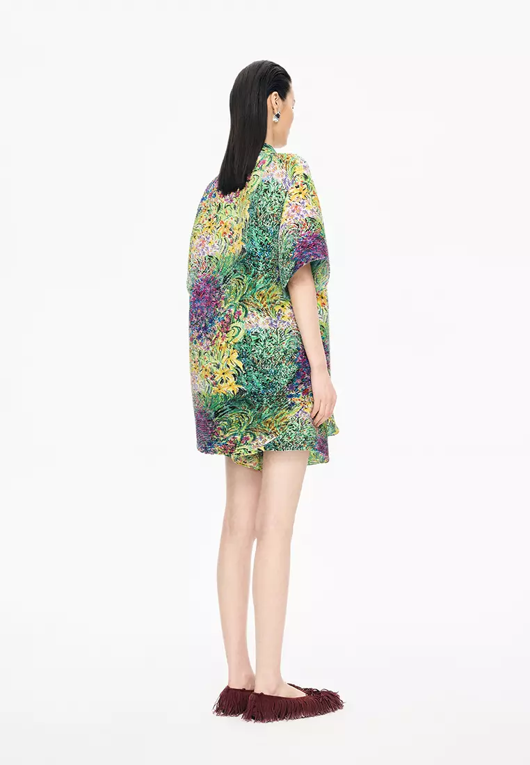 Blended Pattern Element Floral Loose Short Sleeve Shirt