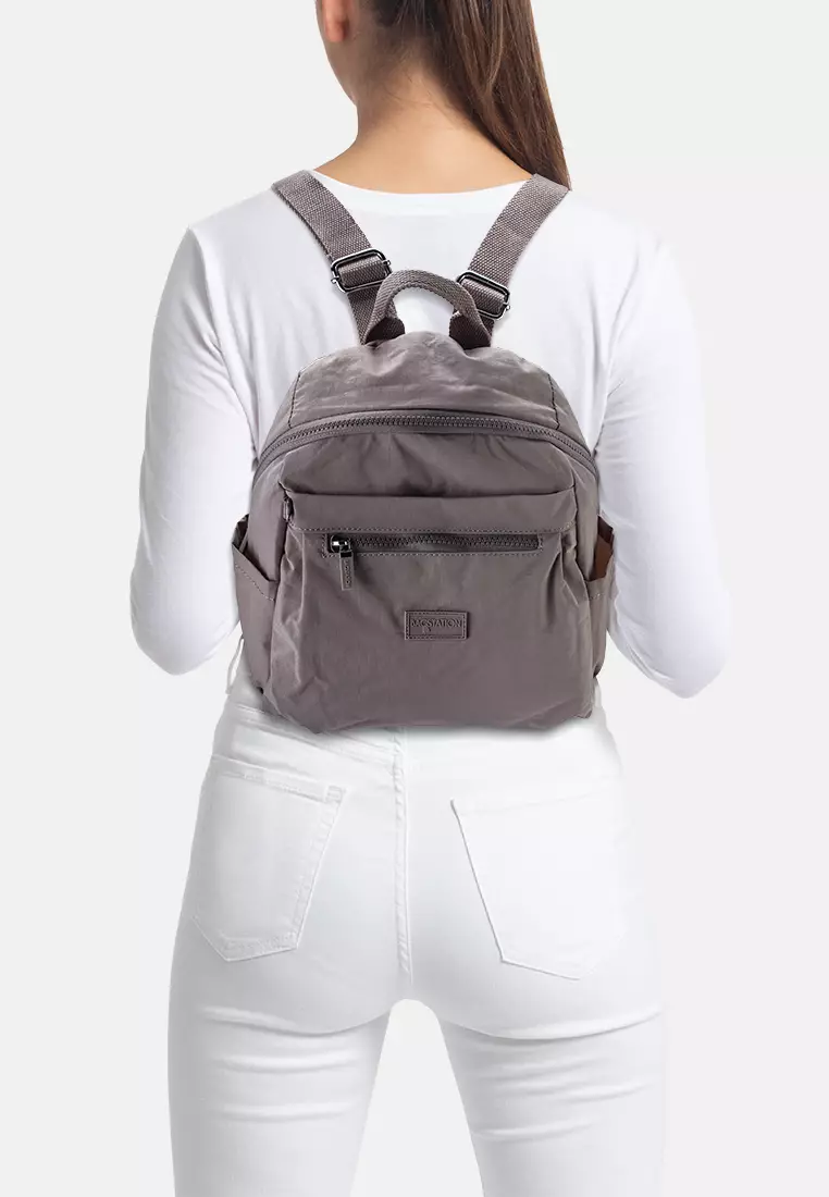 Crinkled Nylon Small Backpack