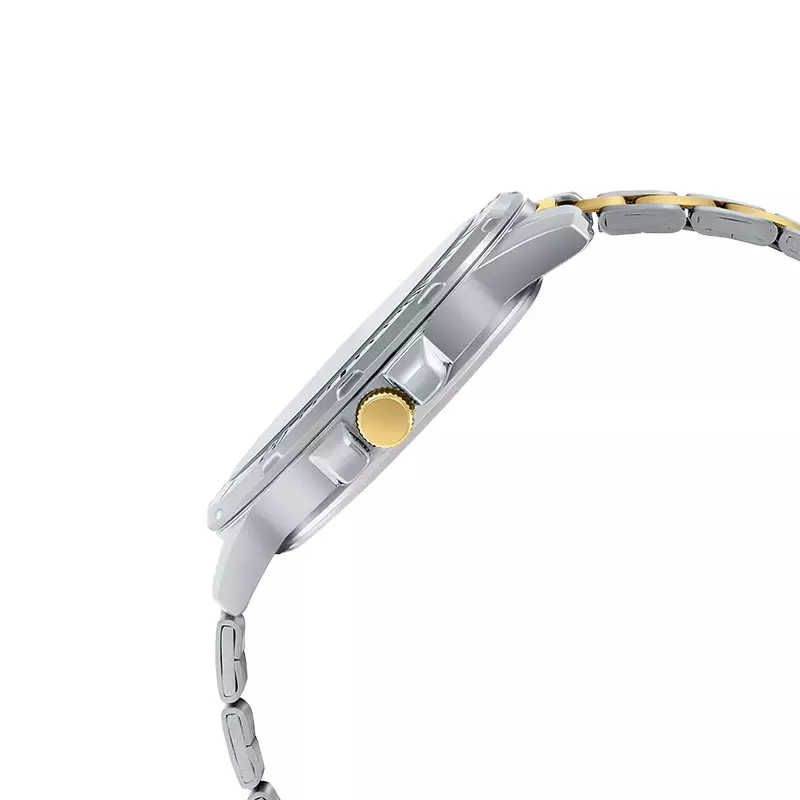 Jam Tangan Pria Casio General MTP-VD300SG-1EUDF Chronograph Men Black Dial Two Tone Stainless Steel Strap