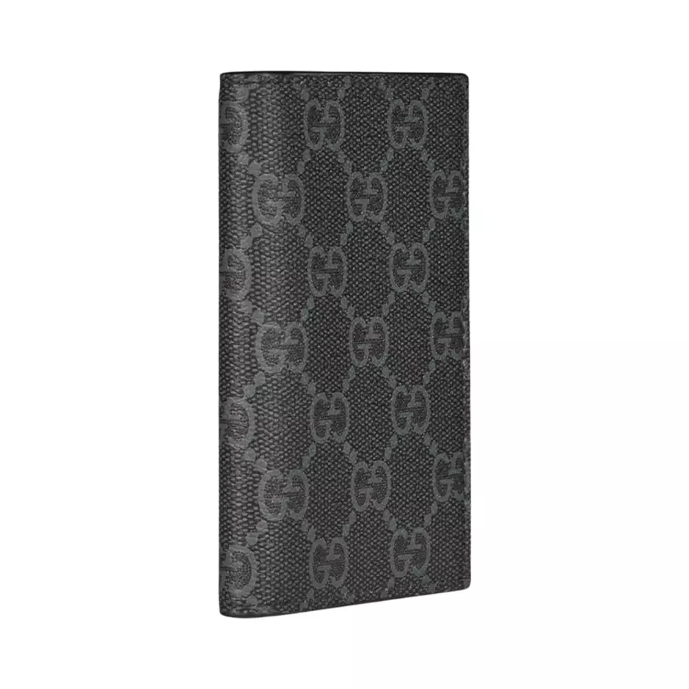 GG Emblem Bi-Fold Long Card Case Leather Black